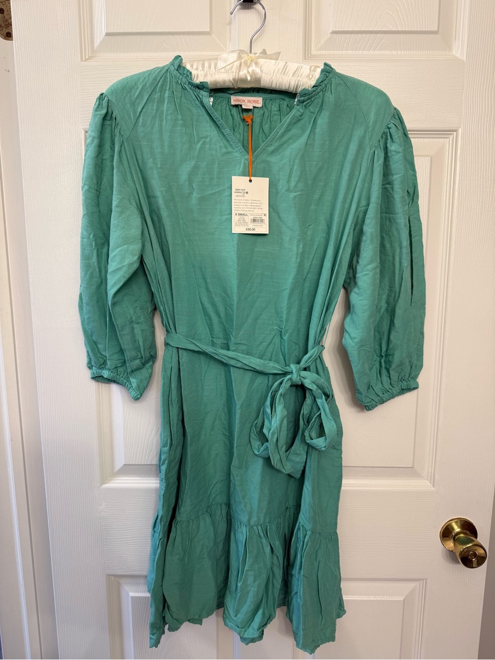 NWT Green Tie-Waist Tiered Dress